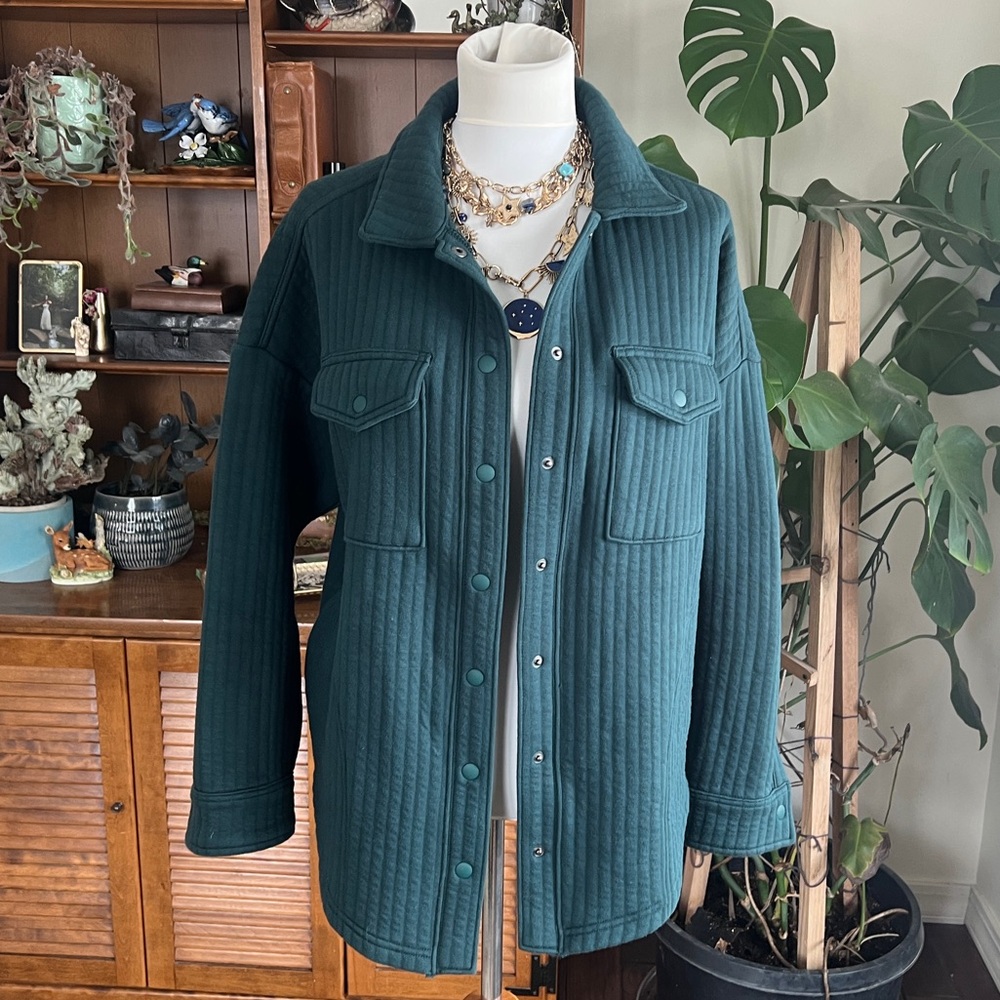 Offline by Aerie Teal Quilted Women's Jacket Shacket XS